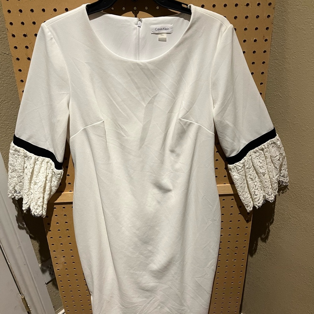 Calvin Klein White Dress with Black Accents